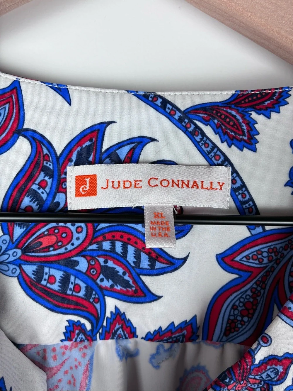 Jude Connally Kerry Dress Americana Floral V-Neck Bell Sleeves Dress Size XL